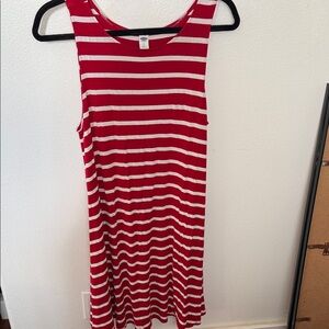 Old Navy Striped Red and White Midi Dress